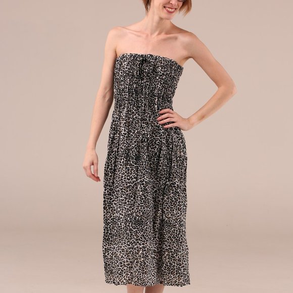 2/20 Vintage strapless leopard print dress - Picture 1 of 8